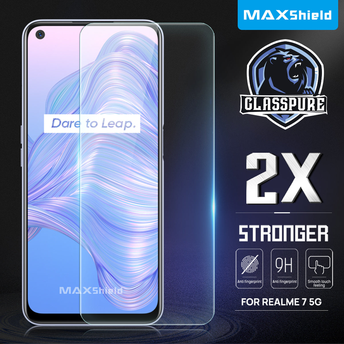 For Realme 7 5G MAXSHIELD Full Cover 9H Tempered Glass Screen Protector
