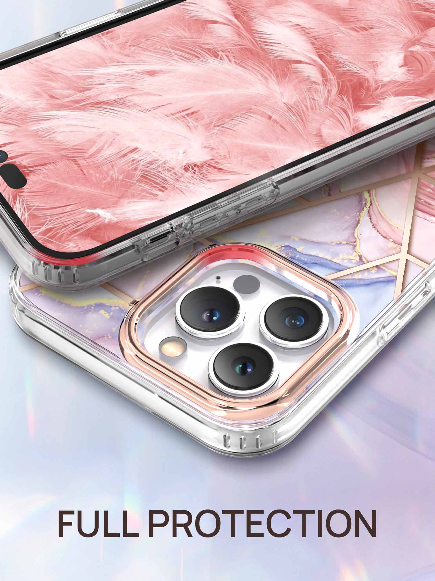 TiTiShark For iPhone 14 Pro Max Plus Case Clear Marble Shockproof Case