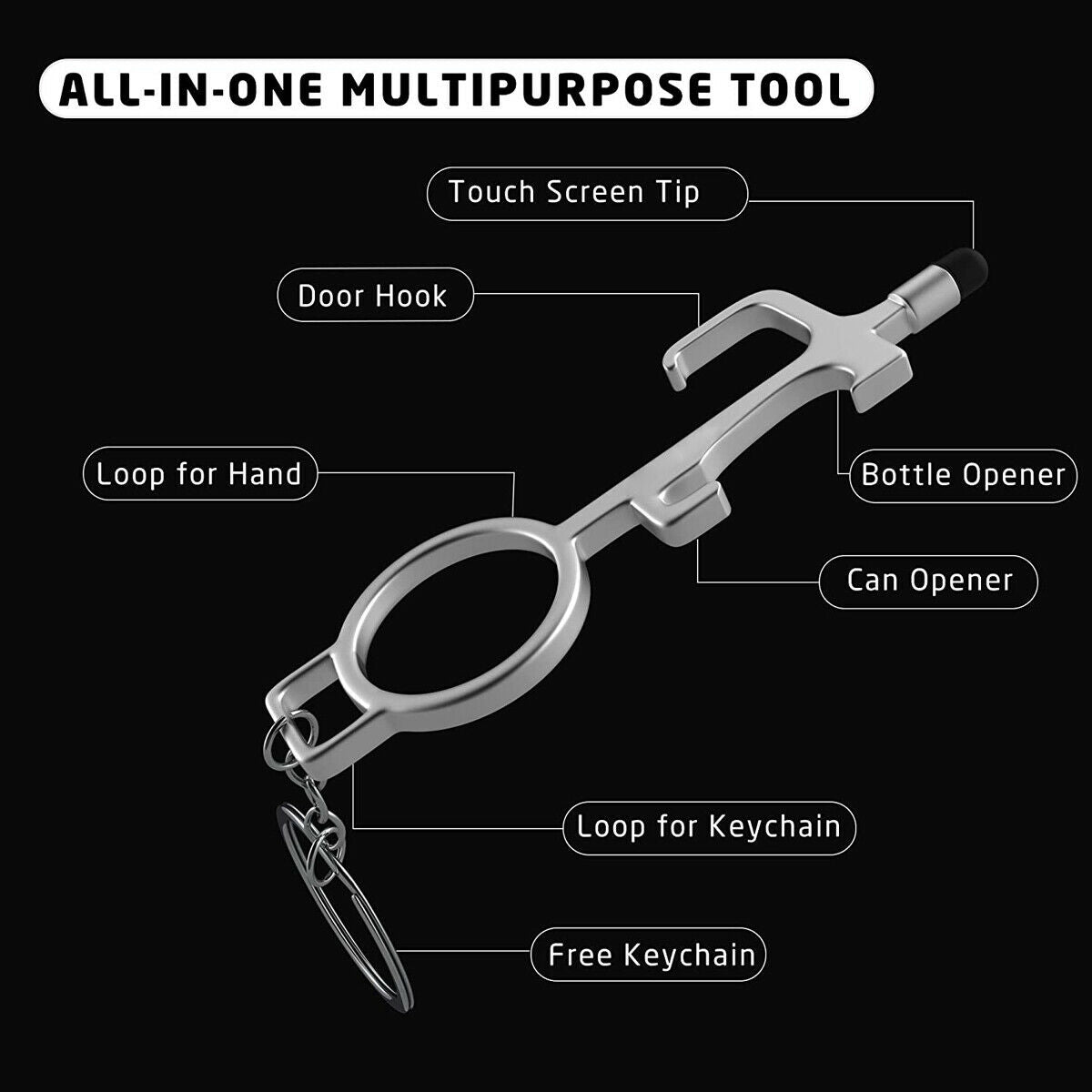 Key Chain No Touch Door Opener Handle Contactless Handle Touchscreen Stylus Grip