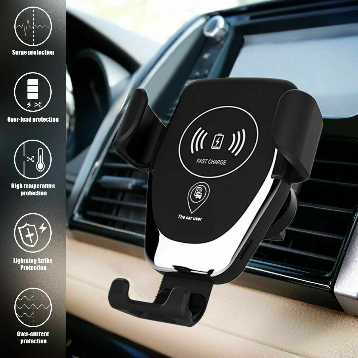 Qi Wireless Fast Charger Car Holder Gravity Mount For iPhone X XS Max S9+ Note 9