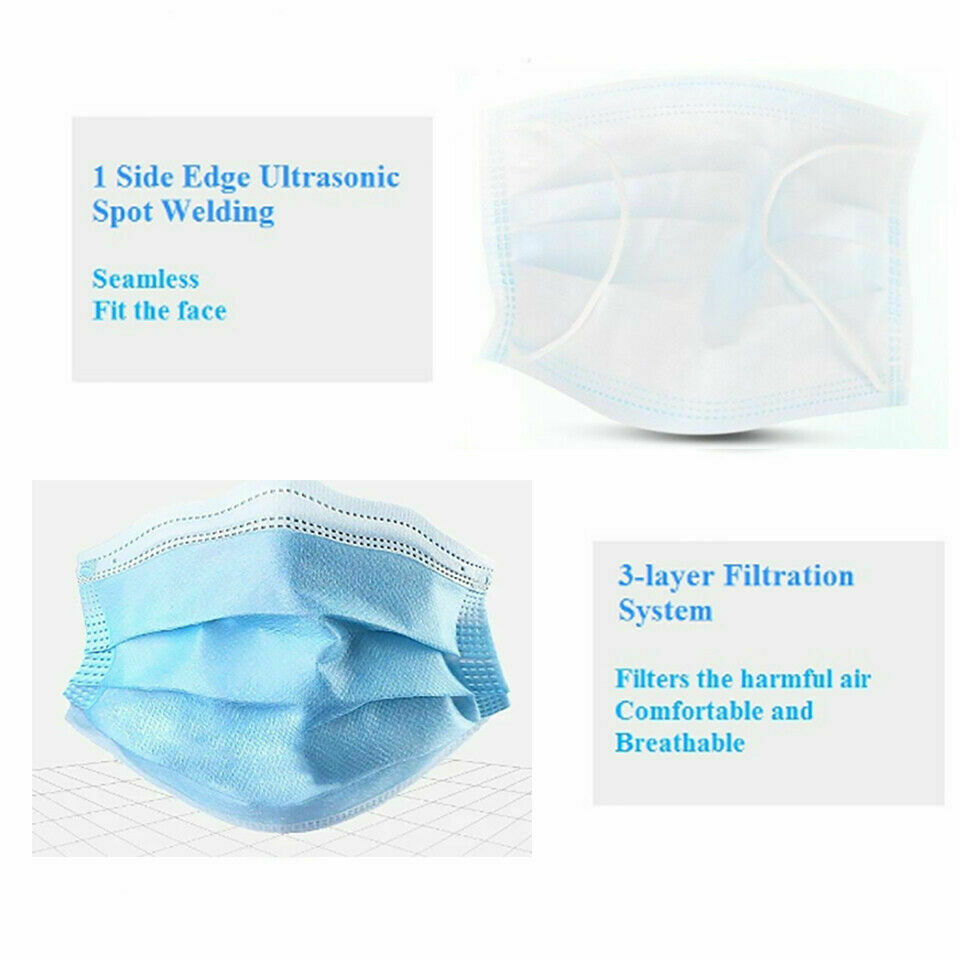 100 Pcs Disposable 3-Ply Face Mask Protective Meltblown AU for General Use