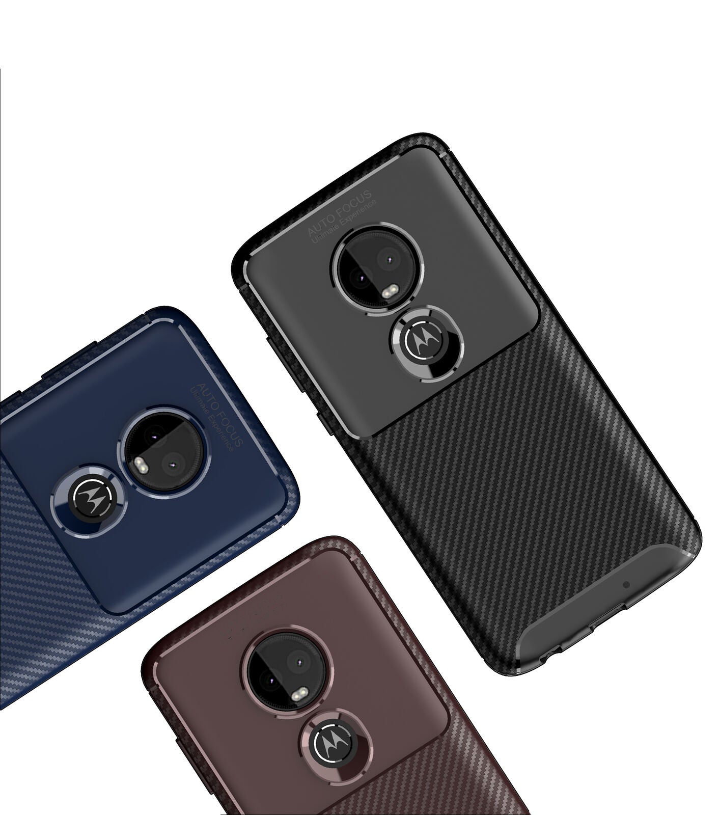 Motorola Moto G7 Power Shockproof Carbon Fiber soft Case Cover