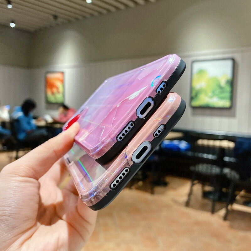 For iPhone 12 Pro Max Soft Slim Case Silicone Marble Shockproof Laser Clear Cover