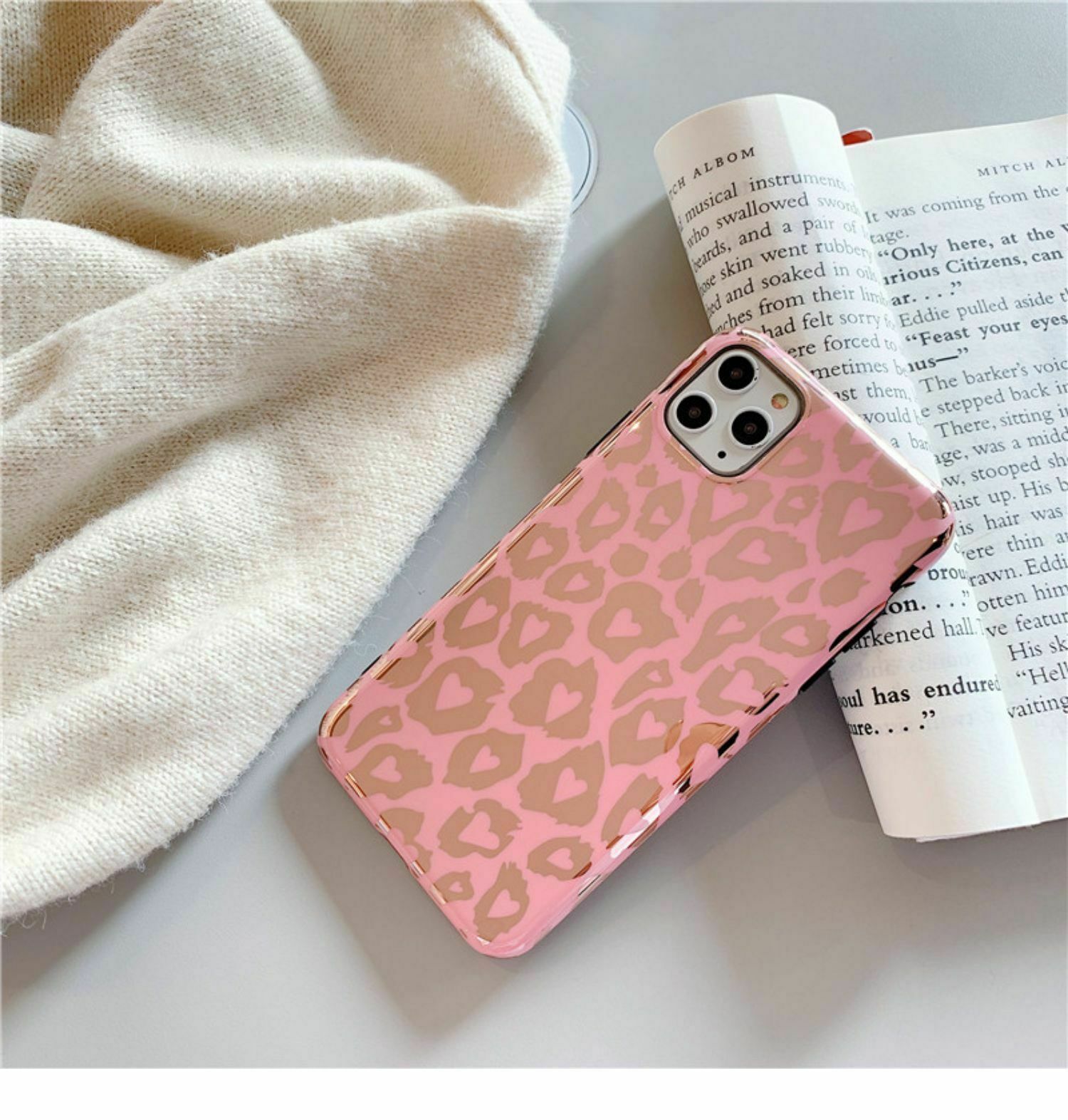 For iPhone 12 Pro Max leopard Clear Pink Panther Case Slim Shockproof Soft Cover