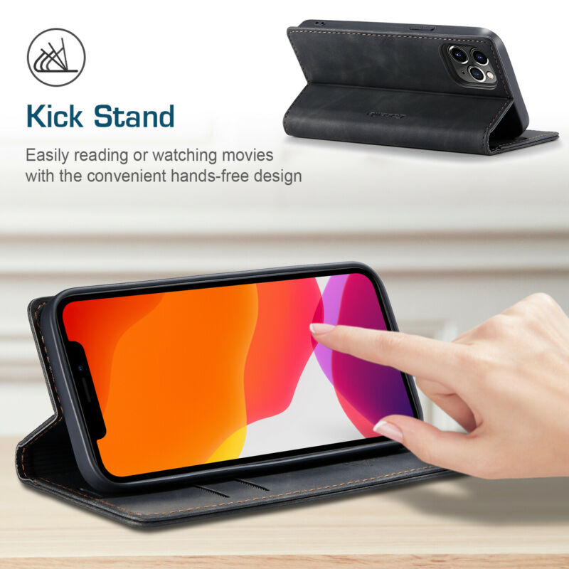 For iPhone 12 Pro Max 6.7" Case Magnetic Leather Wallet Card Flip Stand Cover