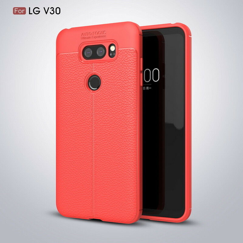 For LG V30 Shockproof Leather Skin Soft Rubber TPU Phone Case Cover