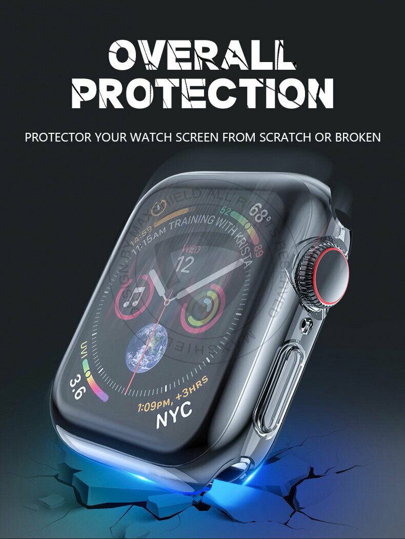 Apple Watch Series 44mm Full Cover TPU Tempered Glass Case Cover