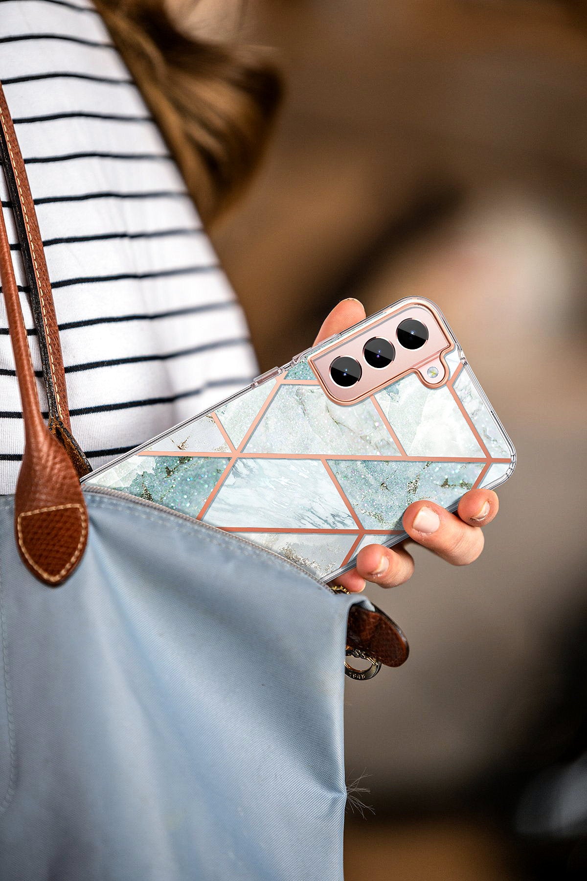 For Galaxy S22 Plus 5G Case Clear Slim Glitter Marble Shockproof Case Cover