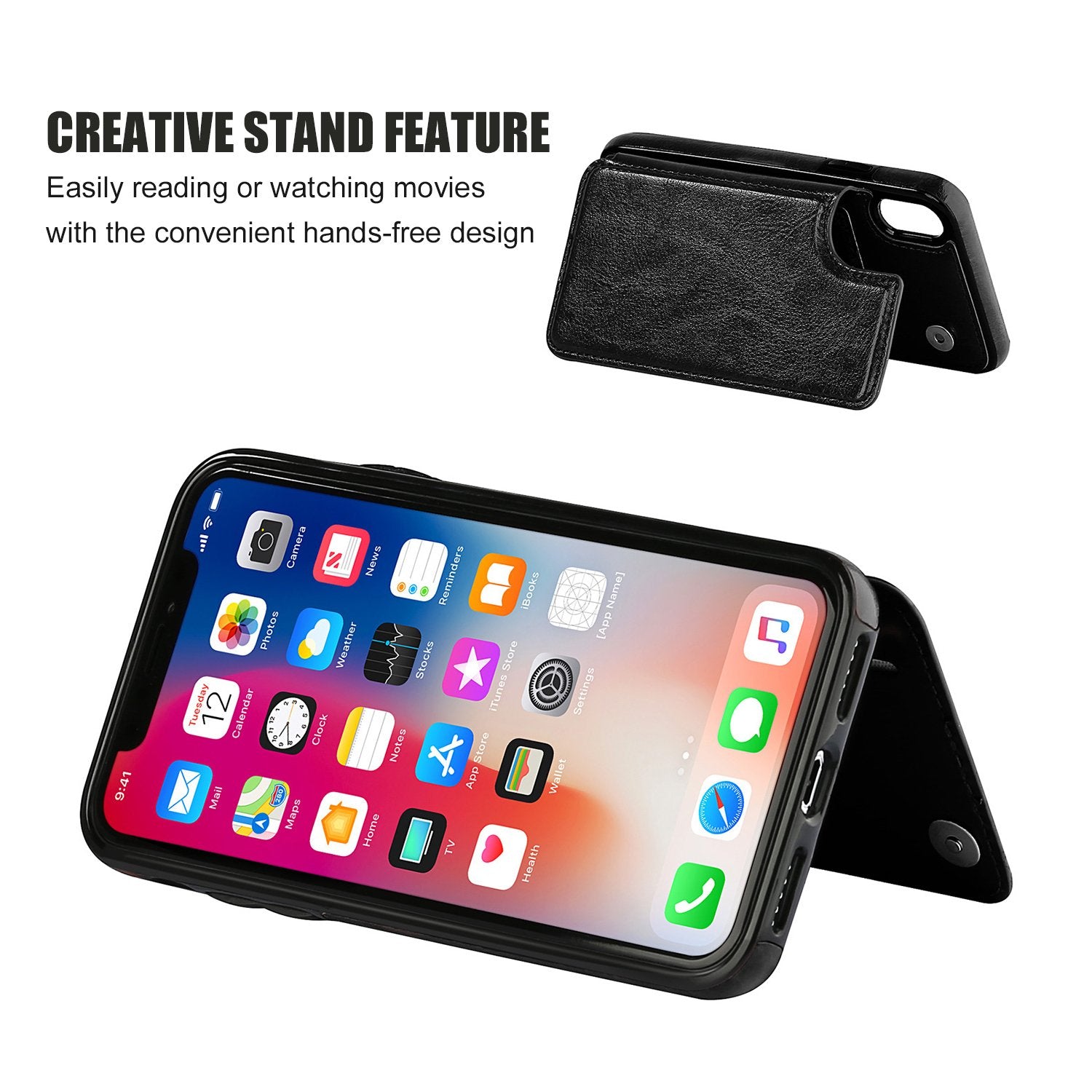 iPhone XS Leather Wallet Case Magnetic Flip Card Shockproof Cover