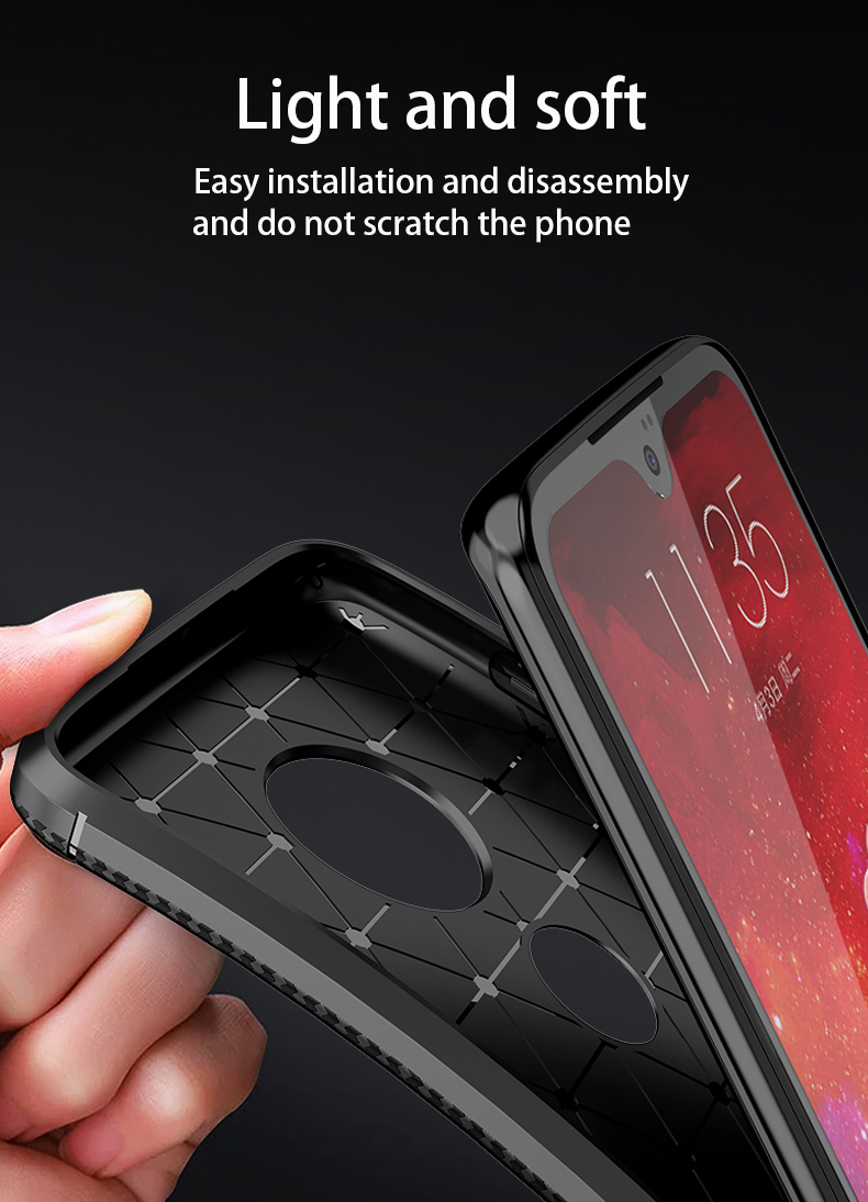 Motorola Moto G7 Shockproof Carbon Fiber soft Case Cover
