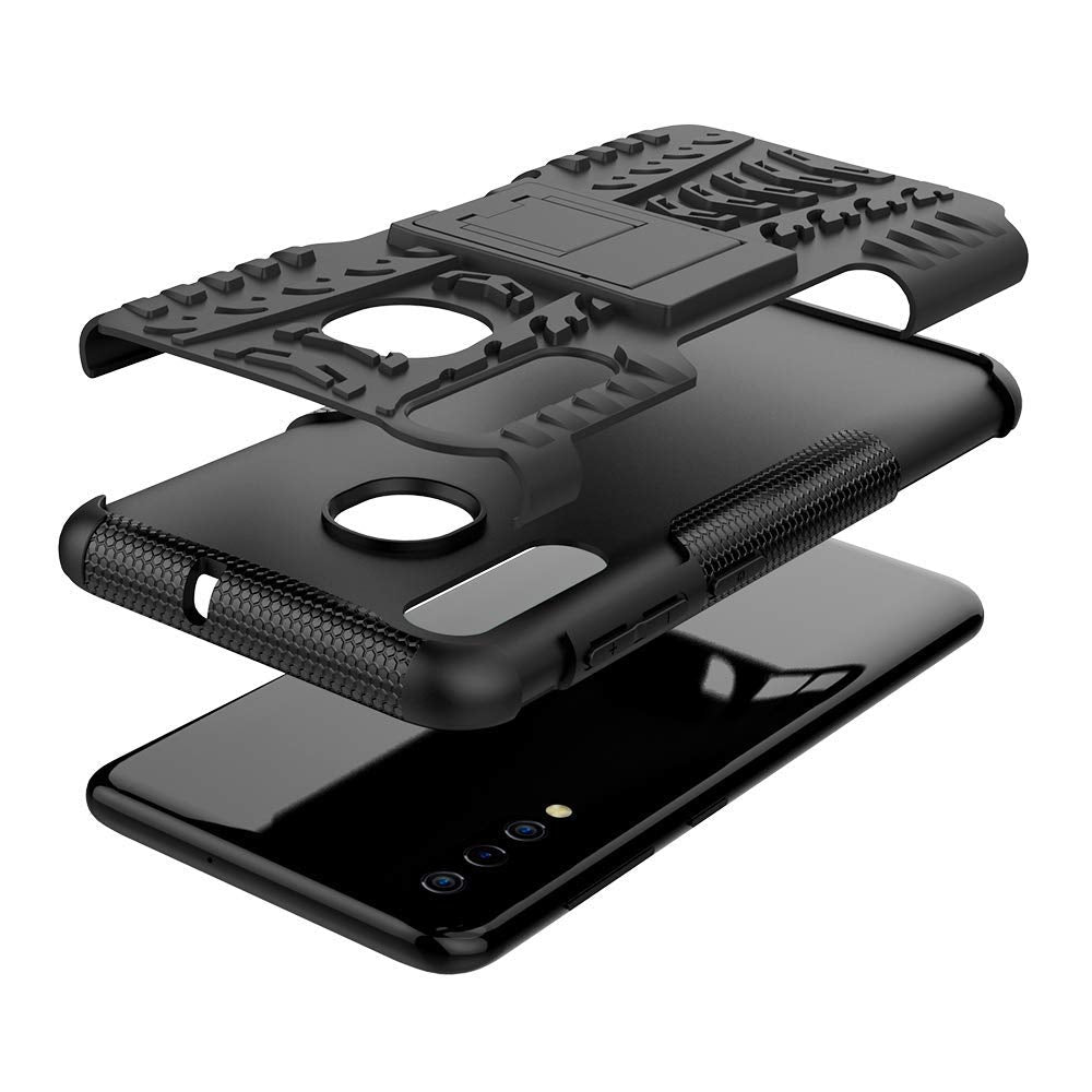 Samsung Galaxy A30 Heavy Duty Tough Shockproof Strong Rugged Anti-Knock Kids Protective Case Cover (Black)