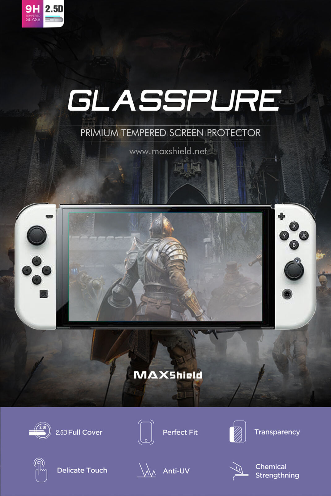 2x For Nintendo Switch OLED Model Lite Console Tempered Glass Screen Protector