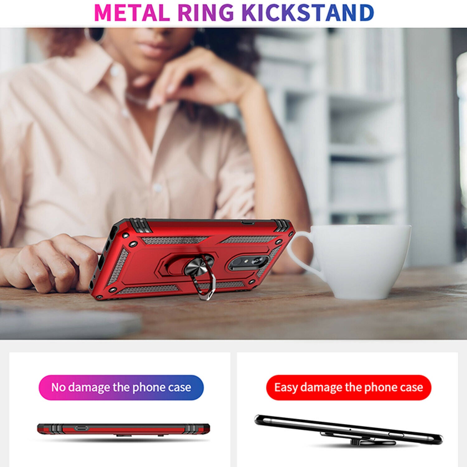 For LG K50 Case Magnetic Hybrid Ring Holder Armor Rugged Cover