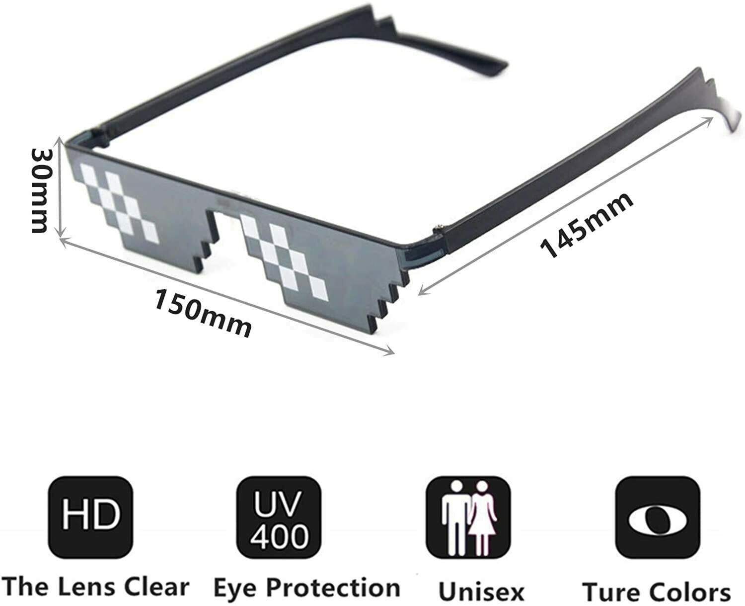 Thug Life Sunglasses With It 8 Bits Pixel Props Mosaic Fashion Goggles Glasses