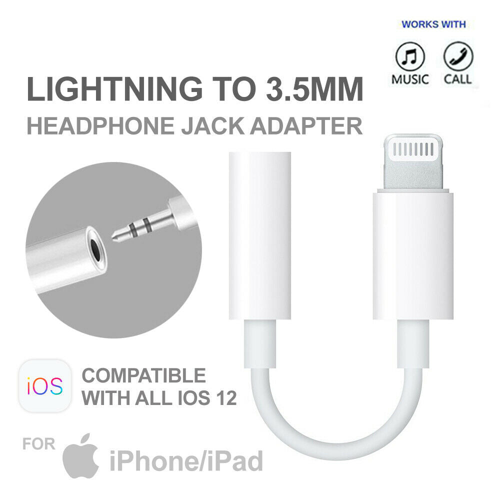 Lightning to 3.5mm AUX Headphone Audio Jack Adapter Cable iPhone7/8/X/XS/Max/ XR