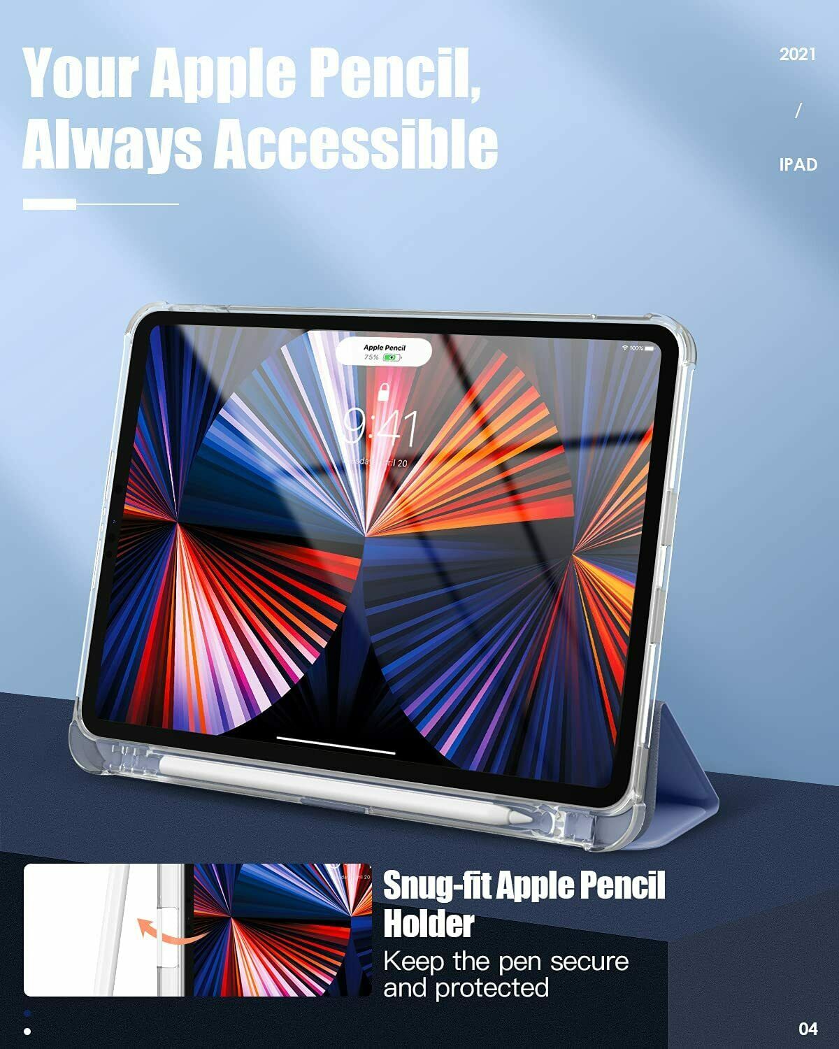 For Apple iPad Pro 11" 2021(5th Gen) Clear Case Shockproof Heavy Duty Cover