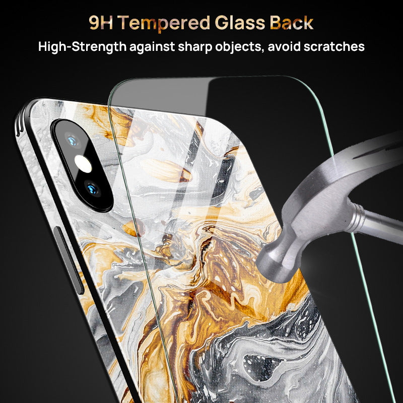 iPhone XS Case Shockproof Tough Glass Marble Soft Cover for Apple