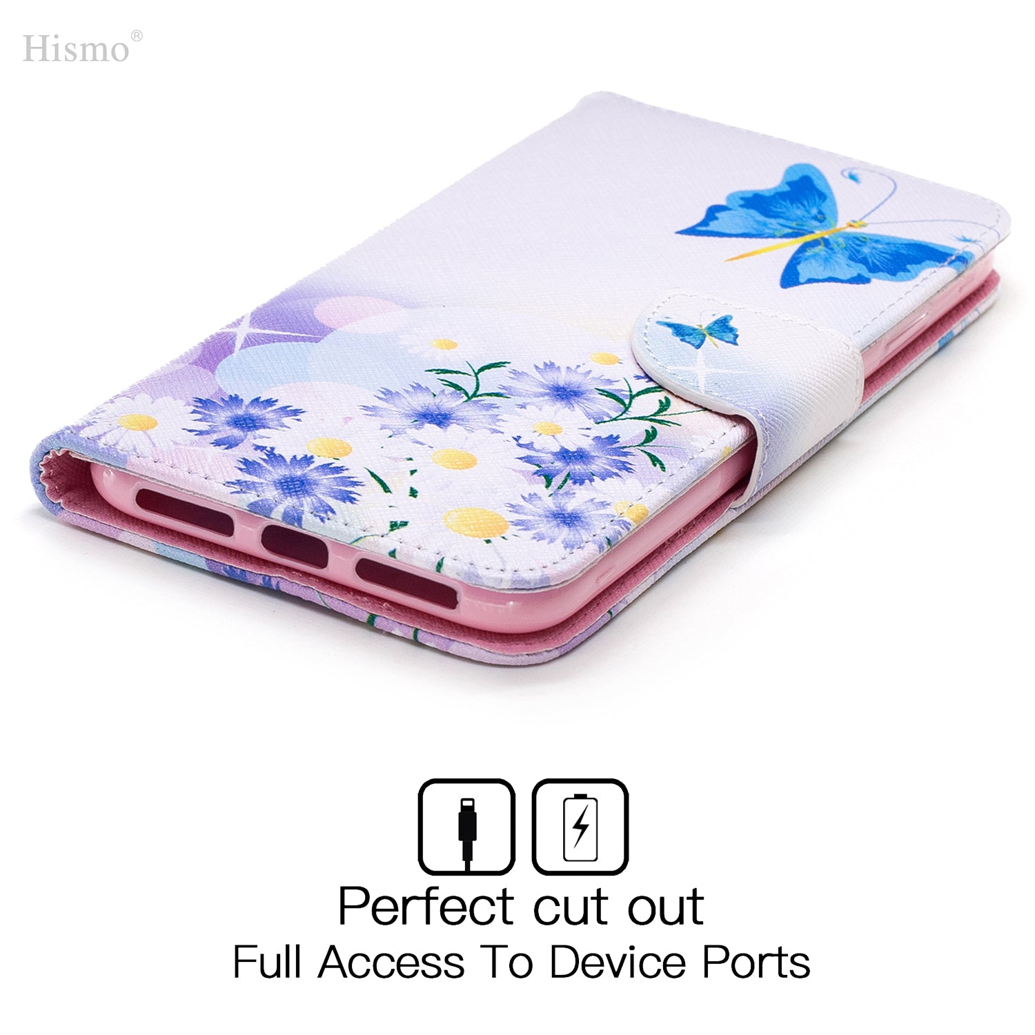 Samsung Galaxy A30 Wallet Leather Case Flip Magnetic Card Slot Cover-Blue Butterfly