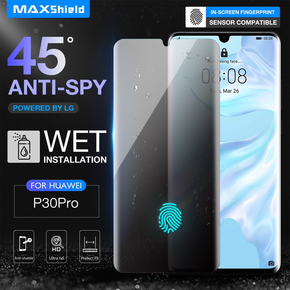 Anti Spy Privacy Film CaseFriendly Screen Protector For Huawei P30