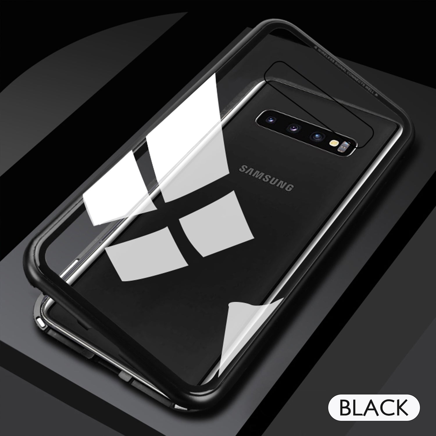 For Galaxy S10 Magnetic Metal Tempered Glass Case Cover-Black, White, Red