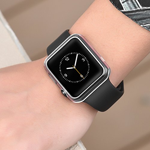Soft TPU Clear Case Cover + Screen Protector For Apple Watch Series 4 40mm 44mm