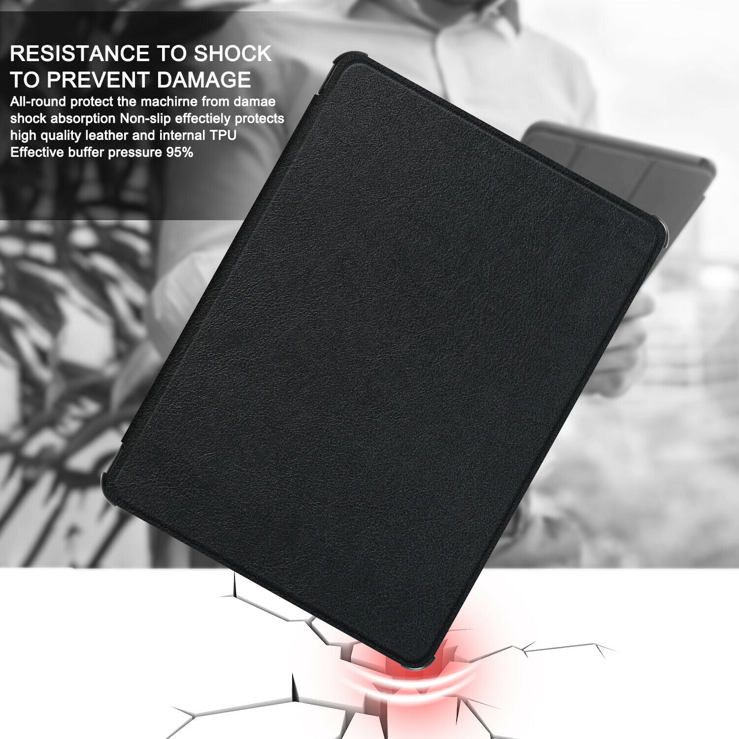 New Amazon Kindle 2019 10th 6" Inch Case Smart Flip Leather Back Slim Cover-Black