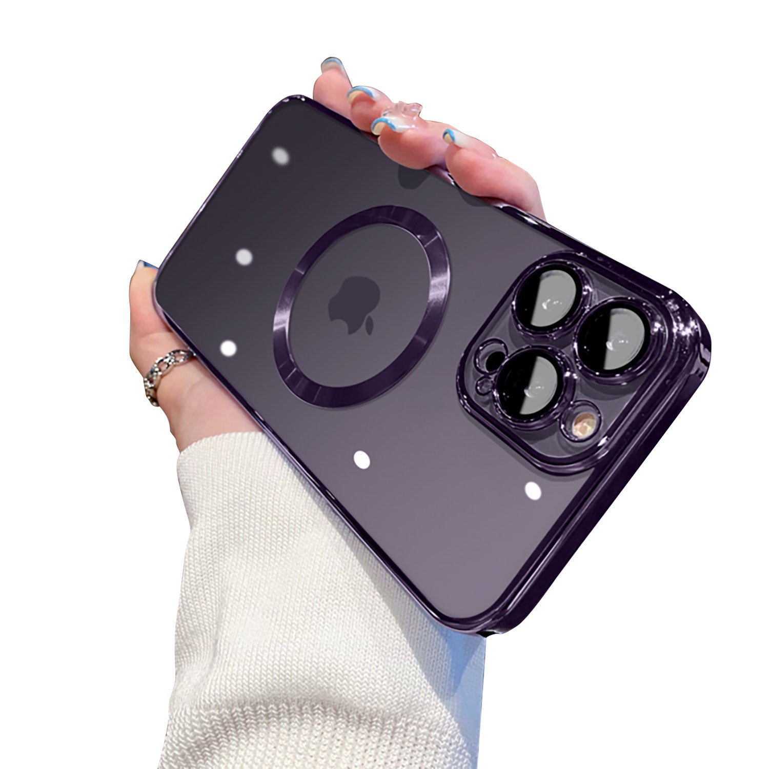 For iPhone 13 14 Pro Max Plus Case Clear Mag safe Plating TPU Magnetic Slim Cover