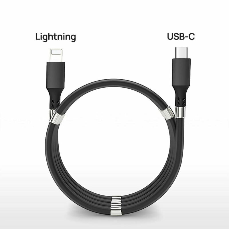 For iPhone 12 Pro MAX Mini 20w PD Lightning USB-C Organized Self Winding Cable