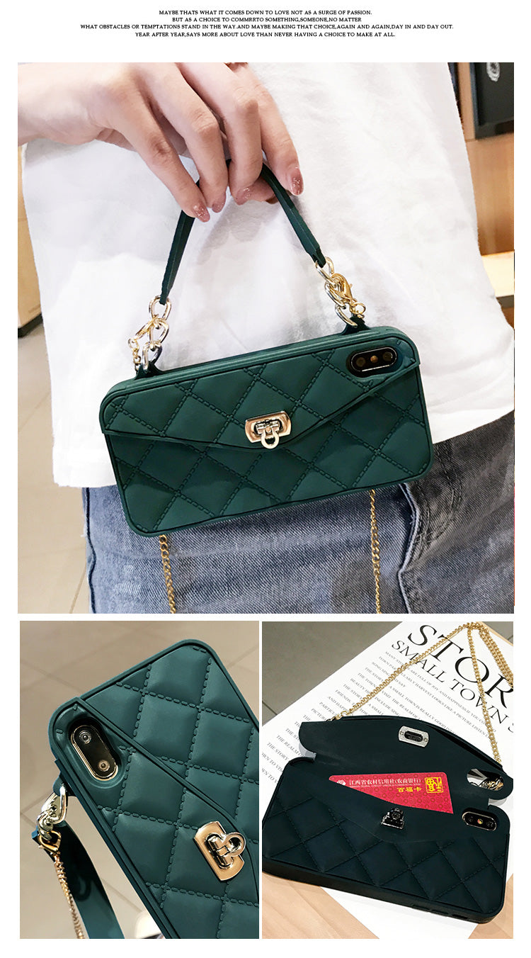 iPhone 11 Case Shoulder Strap Card Wallet Silicone Cover