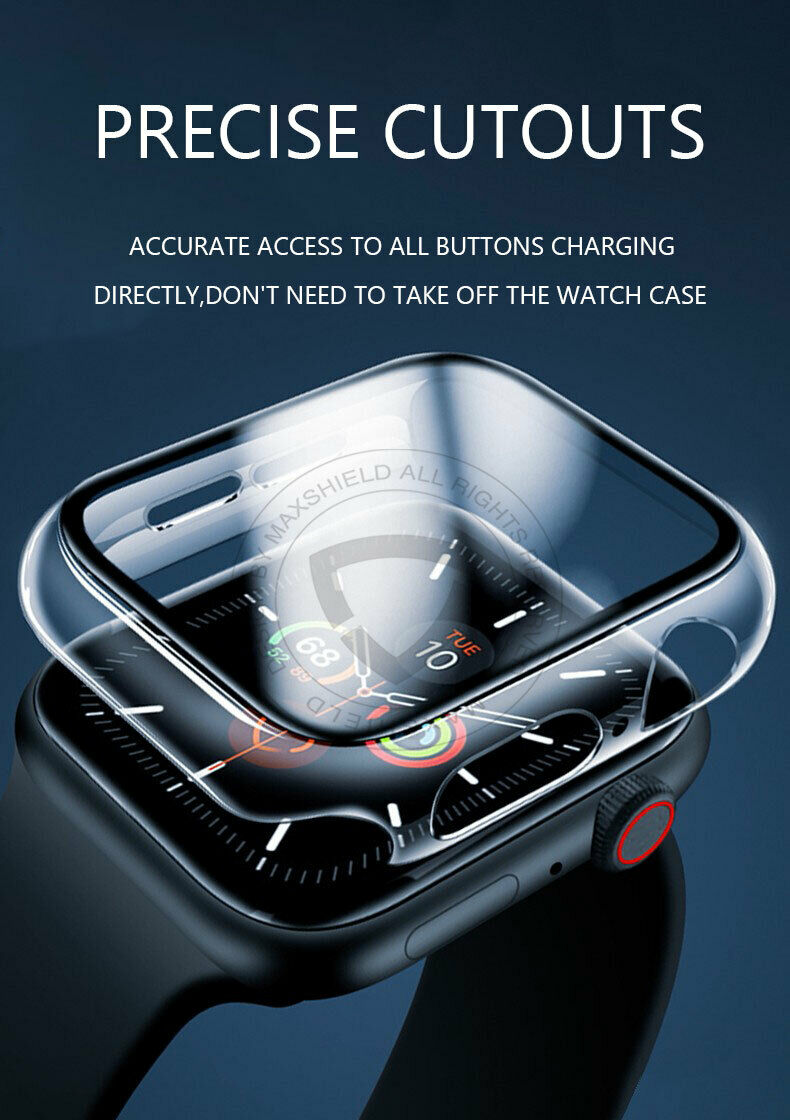 Apple Watch Series 44mm Full Cover TPU Tempered Glass Case Cover