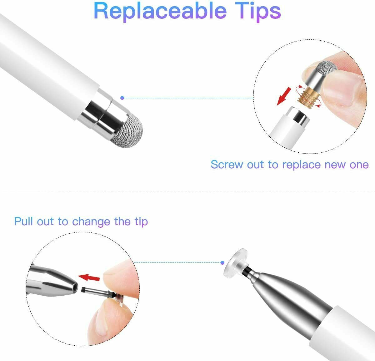 2 IN 1 Pencil Pen for Apple iPad 6th/7th/8th/Mini/Pro 11&12.9/Air 3rd Gen Stylus