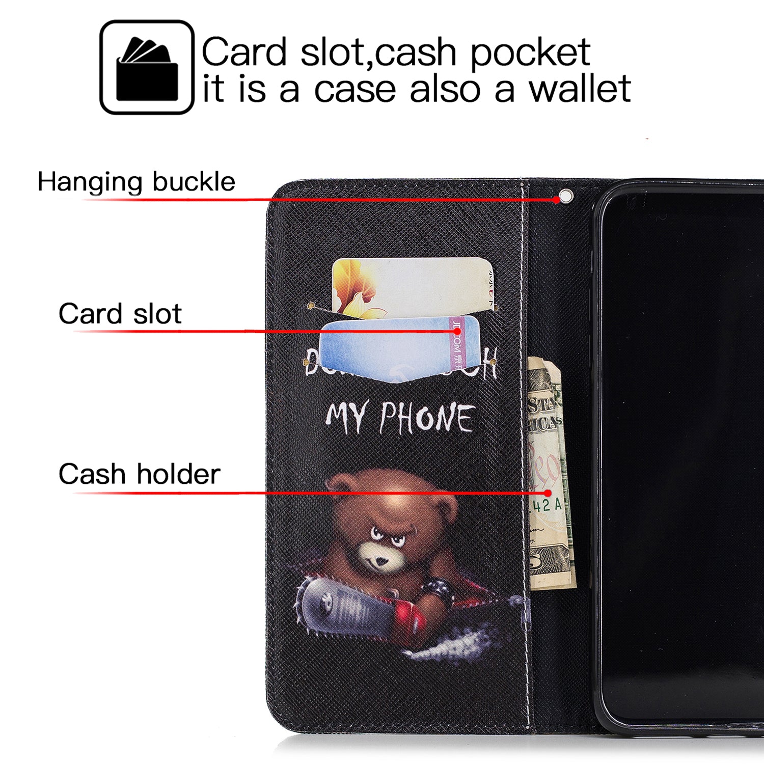 Samsung Galaxy A70 Wallet Leather Case Flip Magnetic Card Slot Cover-Bear