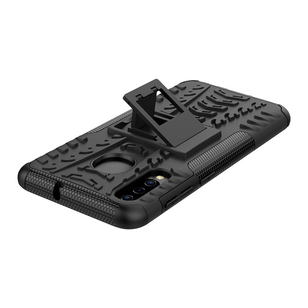 Samsung Galaxy A50 Heavy Duty Tough Shockproof Strong Rugged Anti-Knock Kids Protective Case Cover (Black)