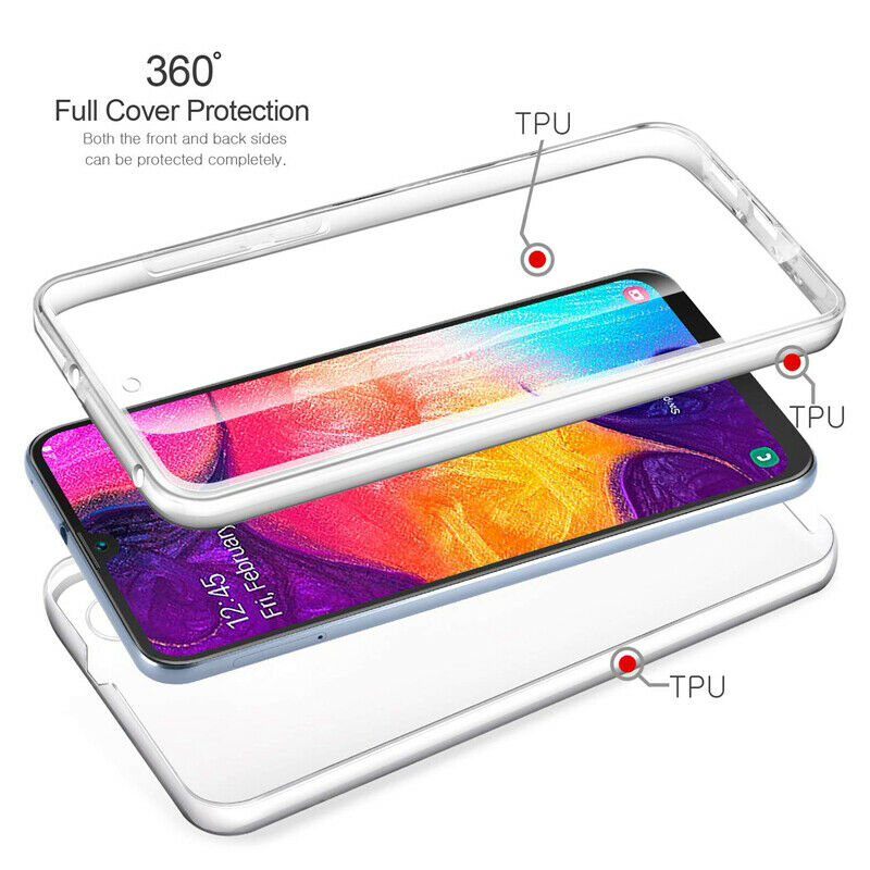 Samsung Galaxy A50 Case 360°Shockproof Full Soft Clear Silicone Cover