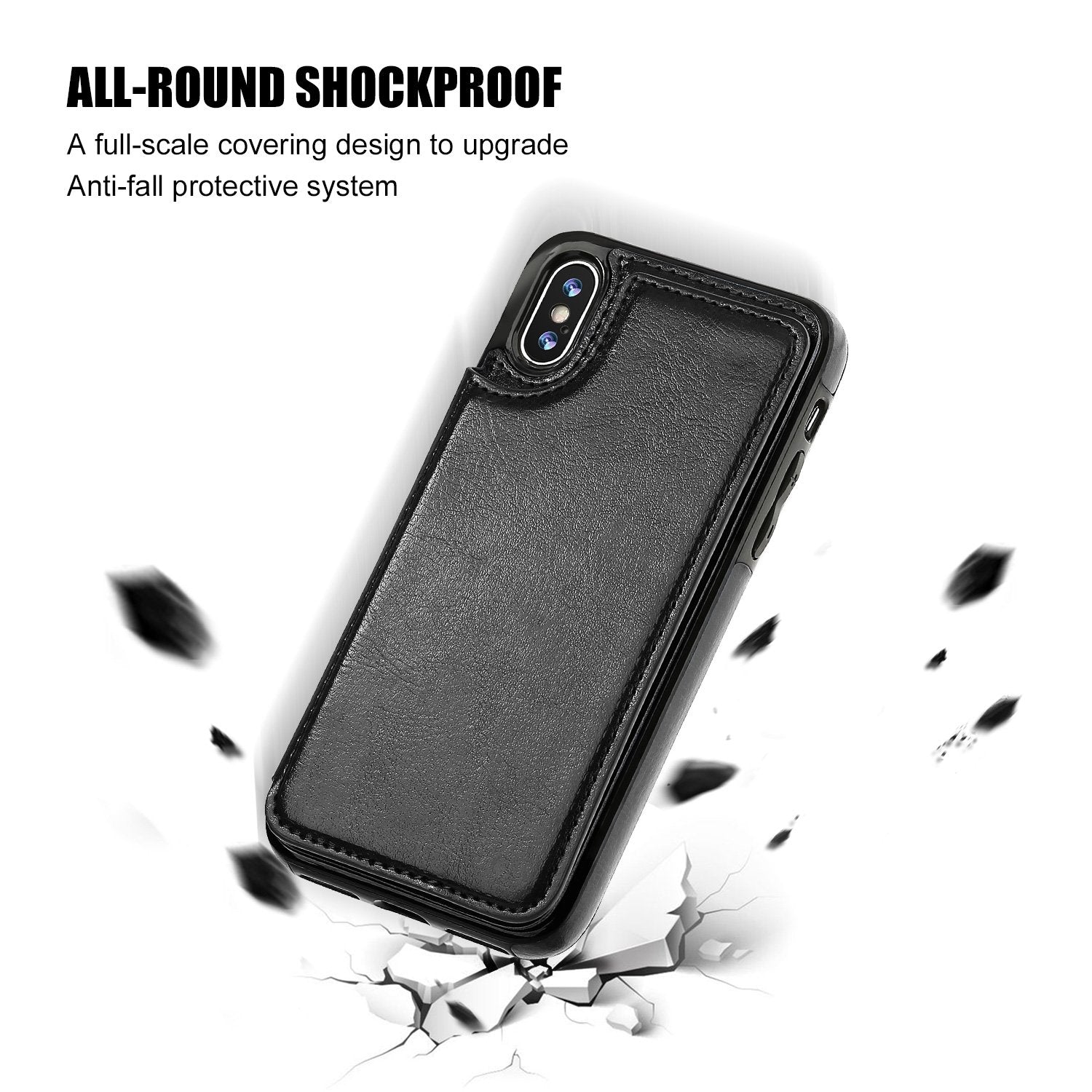 iPhone XS Leather Wallet Case Magnetic Flip Card Shockproof Cover