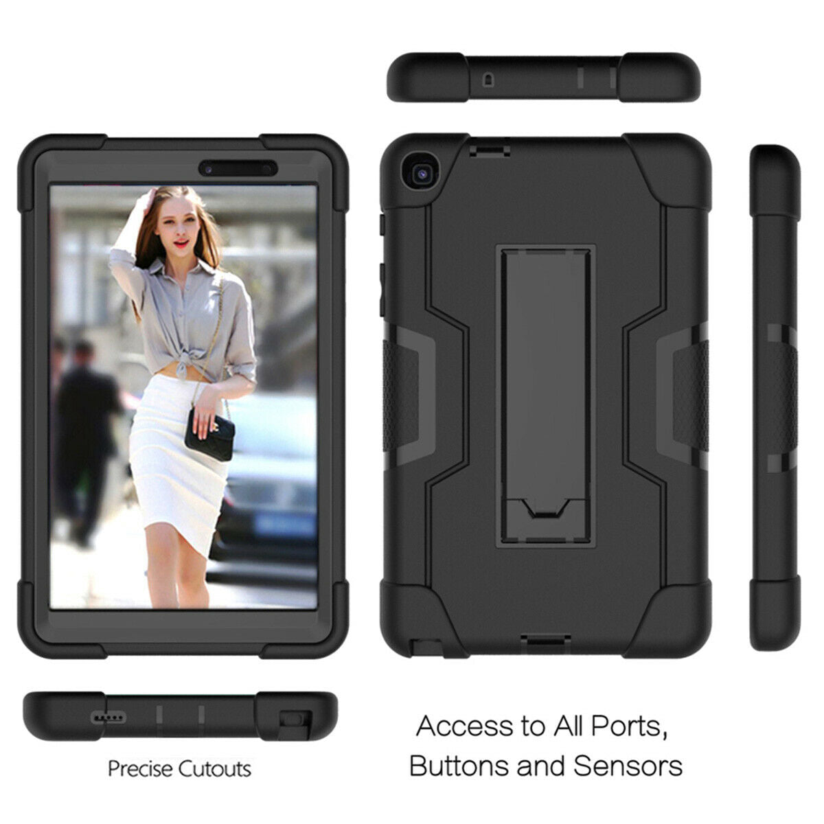 For Samsung Tab A 8.0 2019 SM-P200 P205 Military Hybrid Shockproof Stand Case