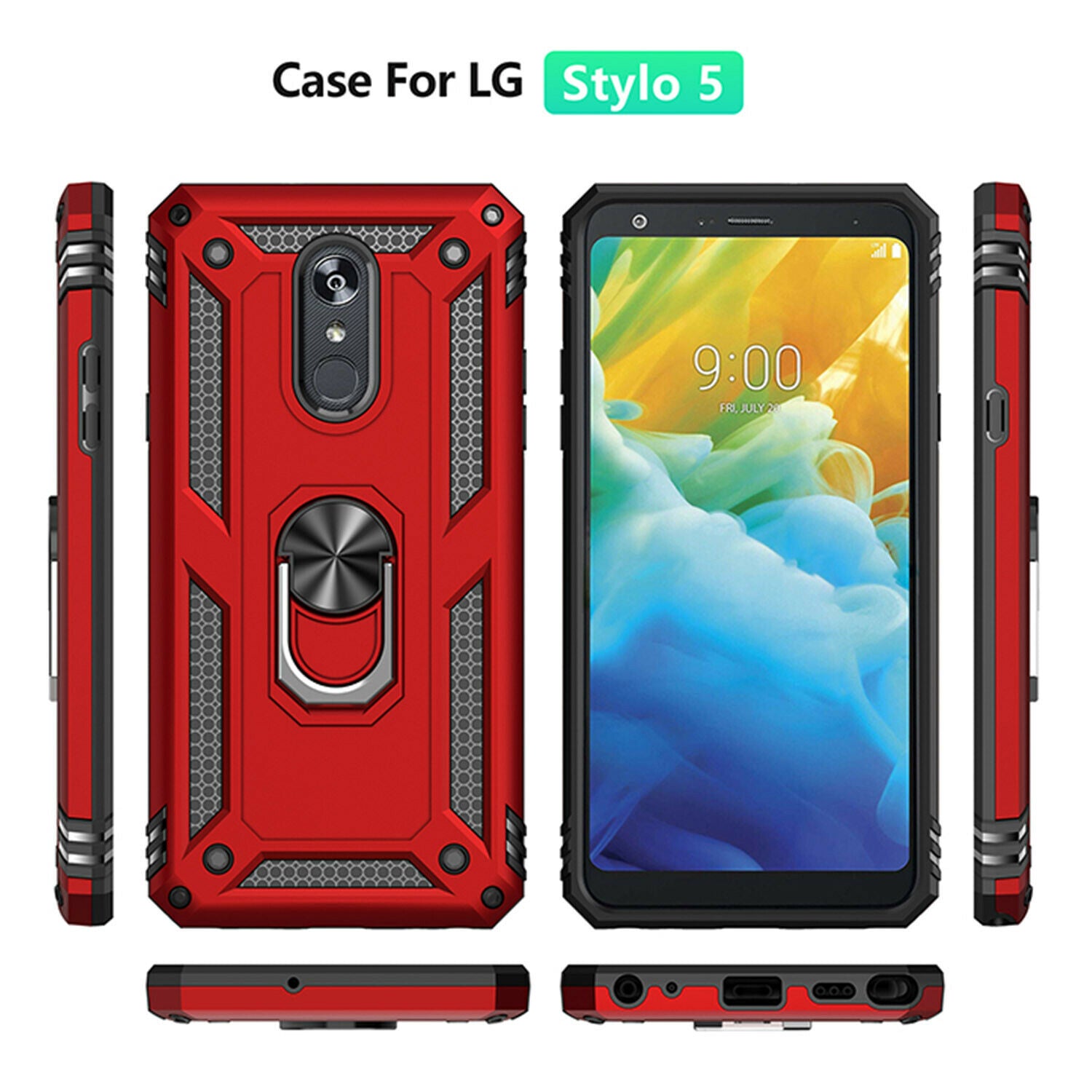 For LG K50 Case Magnetic Hybrid Ring Holder Armor Rugged Cover