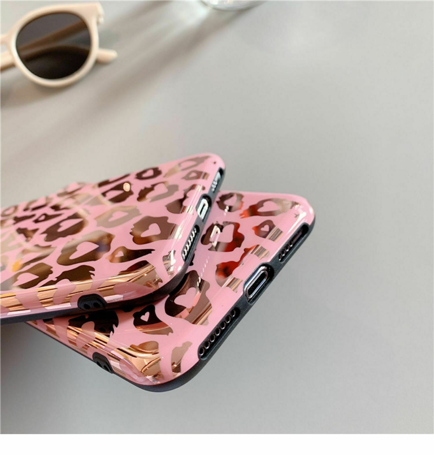 For iPhone 12 leopard Clear Pink Panther Case Slim Shockproof Soft Cover