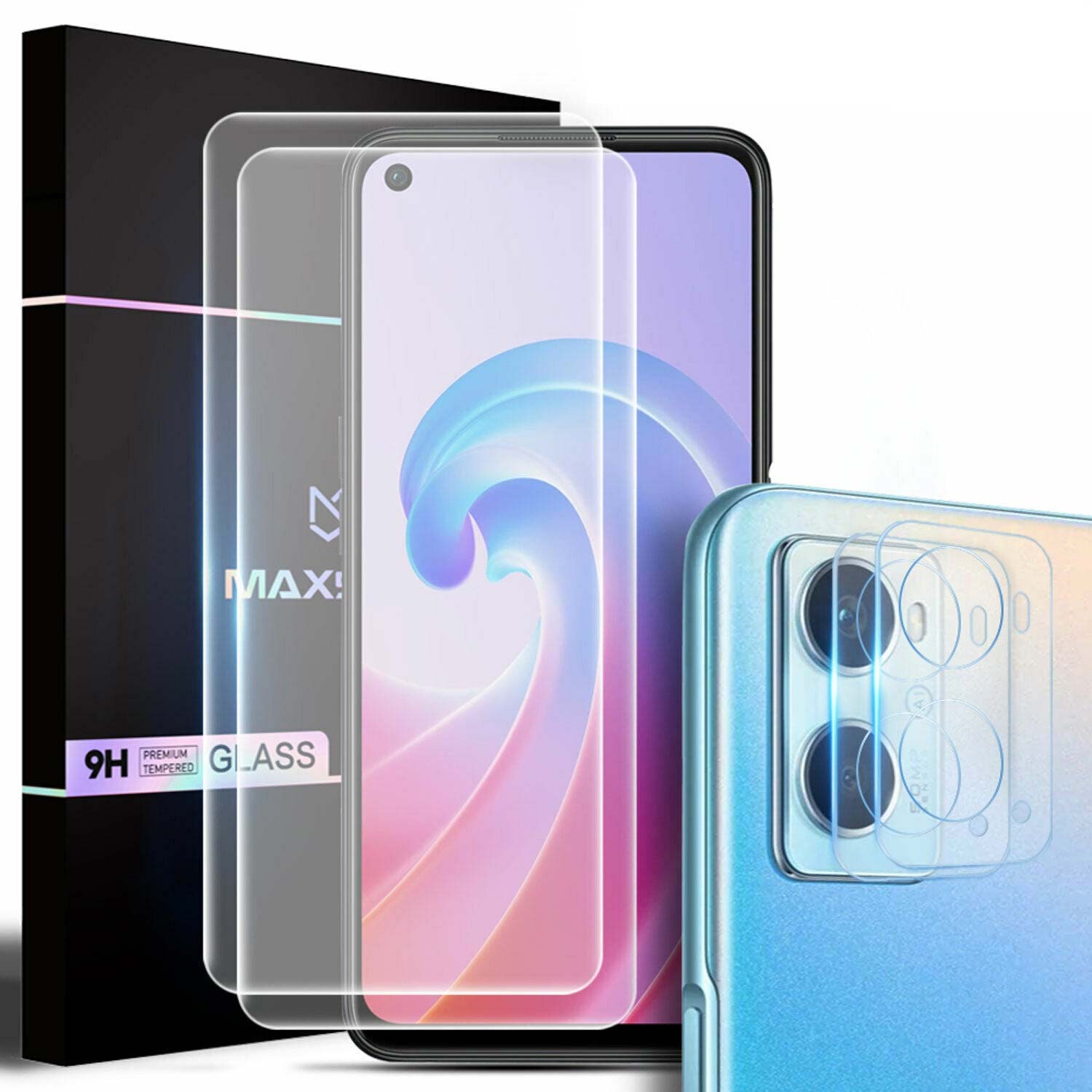 MAXSHIELD For OPPO A96 Full Cover Tempered Glass Camera Lens Screen Protector