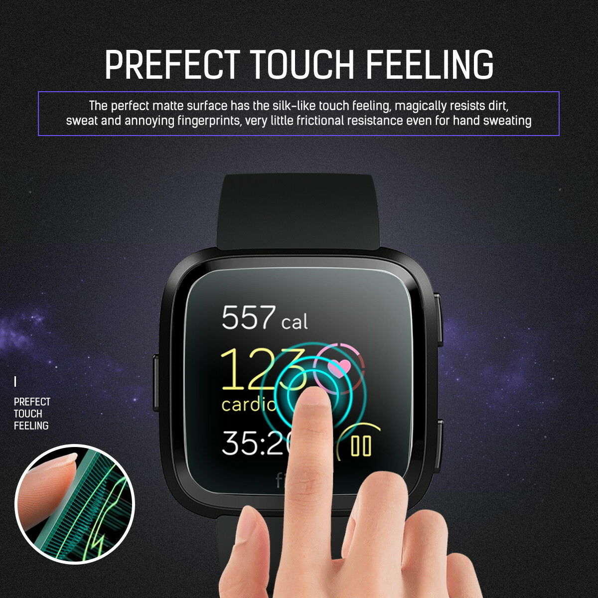 3 Pack For Fitbit Versa 3 2 Screen Protector Full Coverage Flexible Film