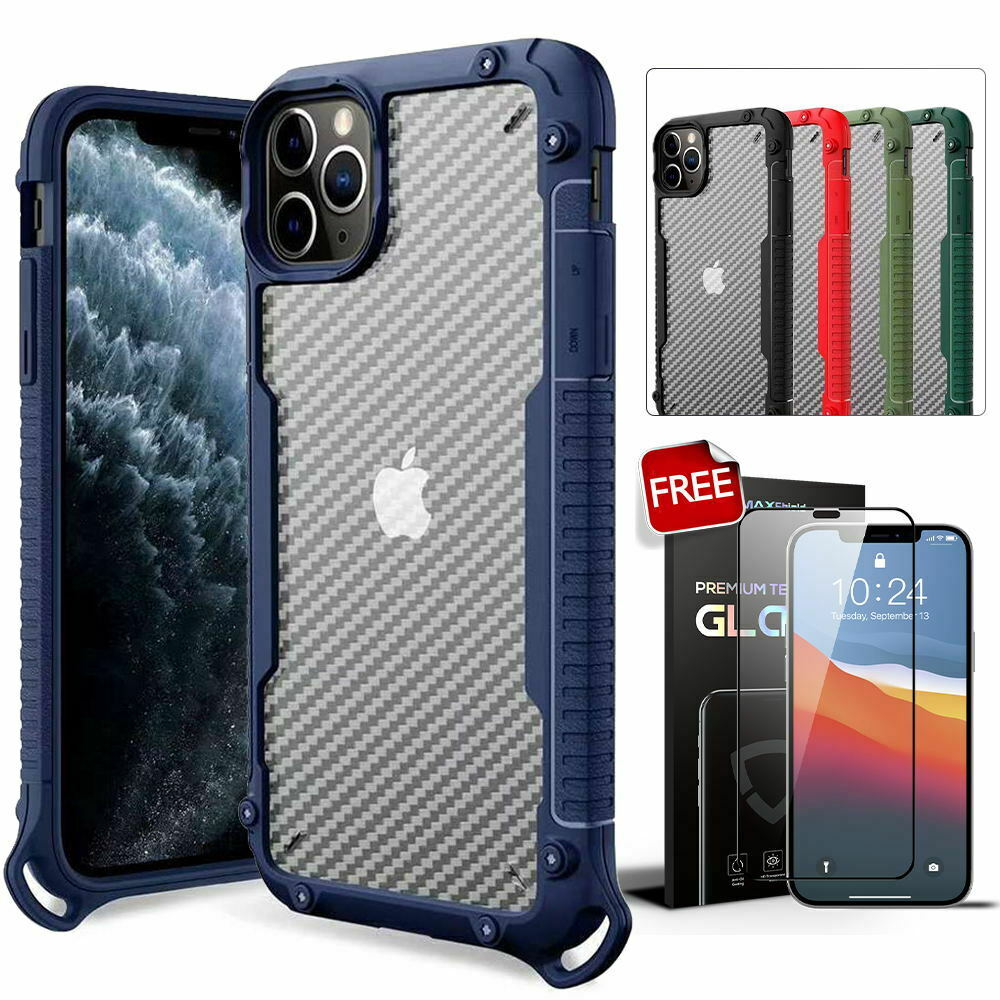 For iPhone 12 Pro Max 6.7" Case Heavy Duty Shockproof Clear Slim Cover+Free Screen Protector