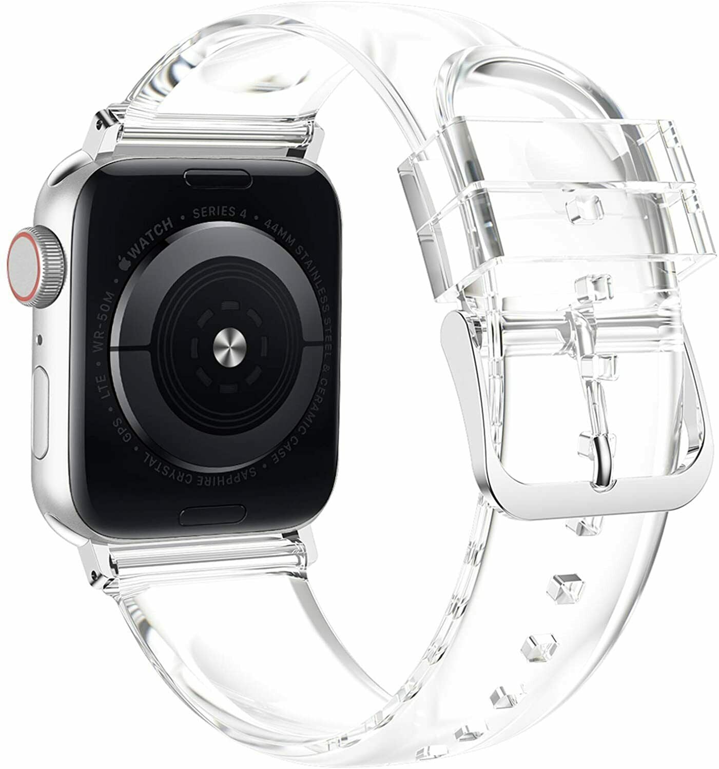 For Apple Watch 7 45/41 Silicone Clear Sports iWatch Band Strap Screen Protector