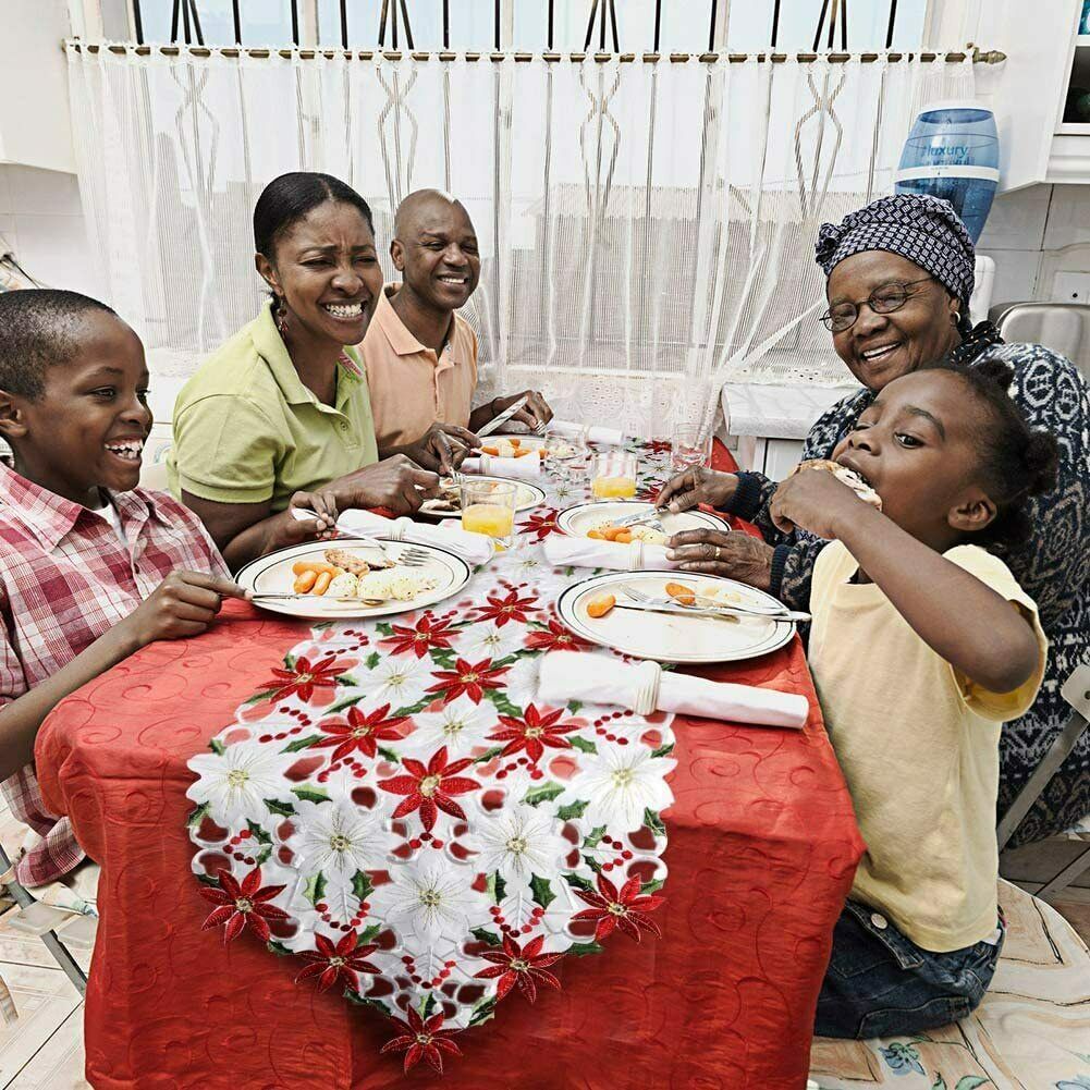 Christmas Table Runner Double Layer Cotton cloth Cover Home Party Decorations