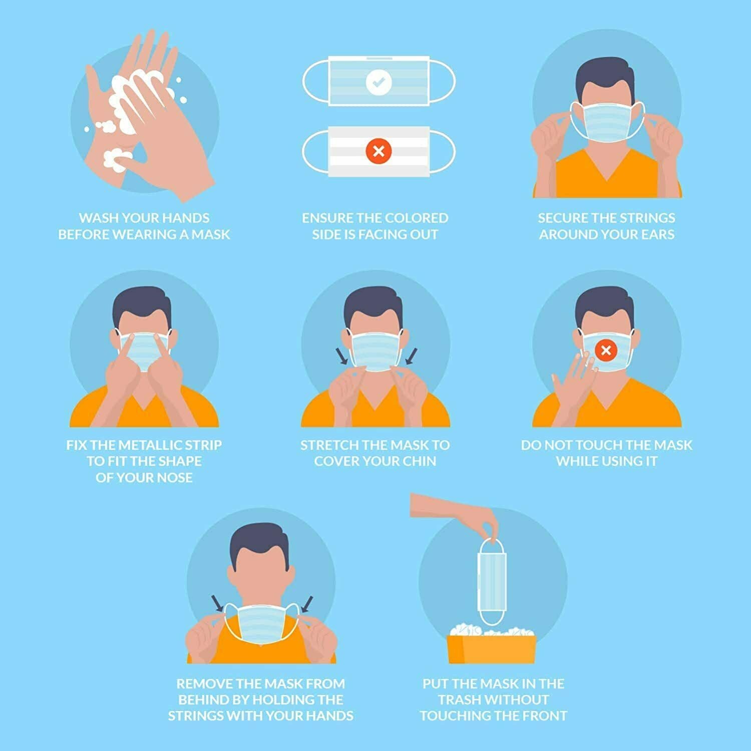 100Pc Disposable Face Mask Protective Masks 3 layer Meltblown Filter General Use