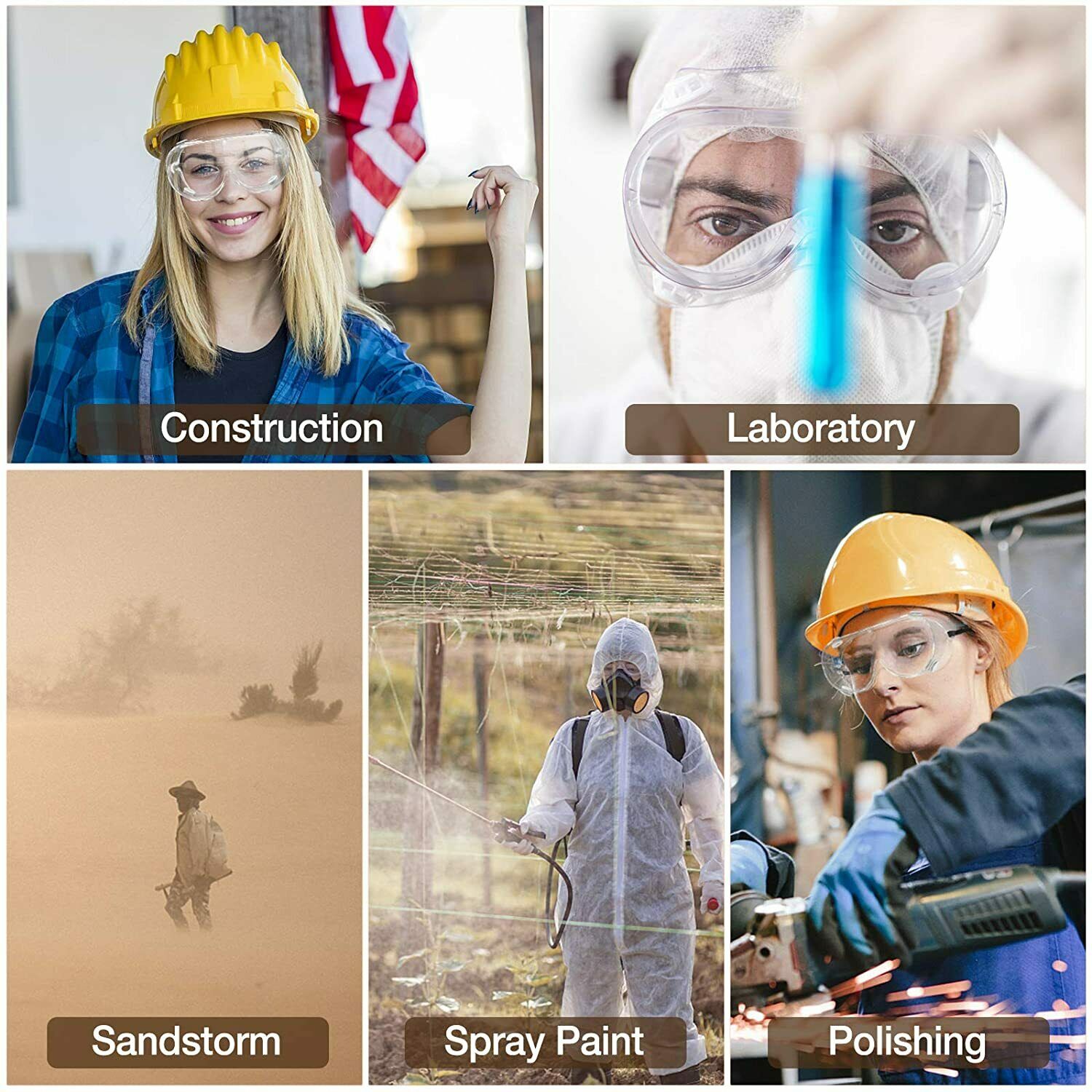 3 Packs Anti Fog Eye Protective Safety Goggles Lab Work Clear Goggles Glasses