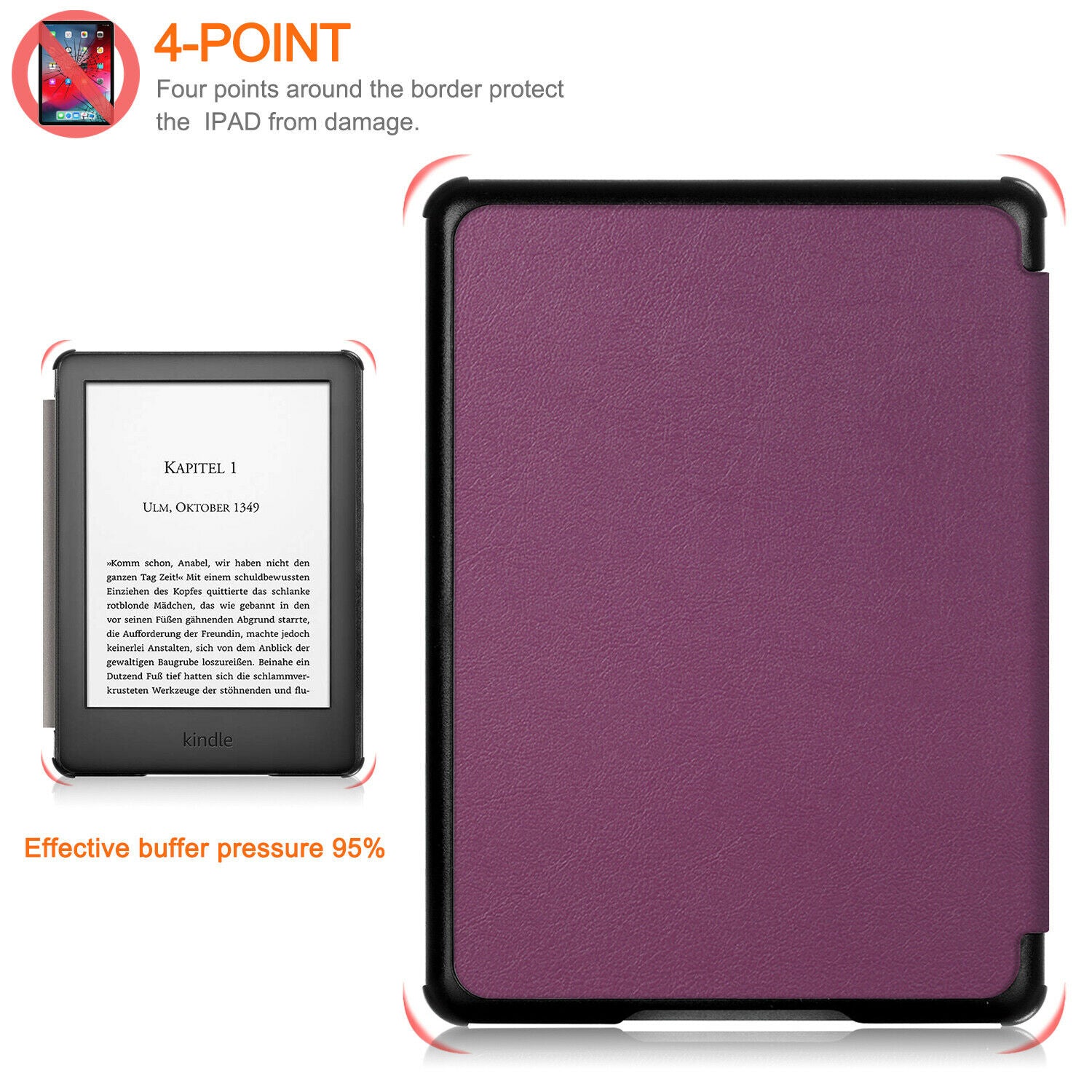 New Amazon Kindle 2019 10th 6" Inch Case Smart Flip Leather Back Slim Cover-Wine Red