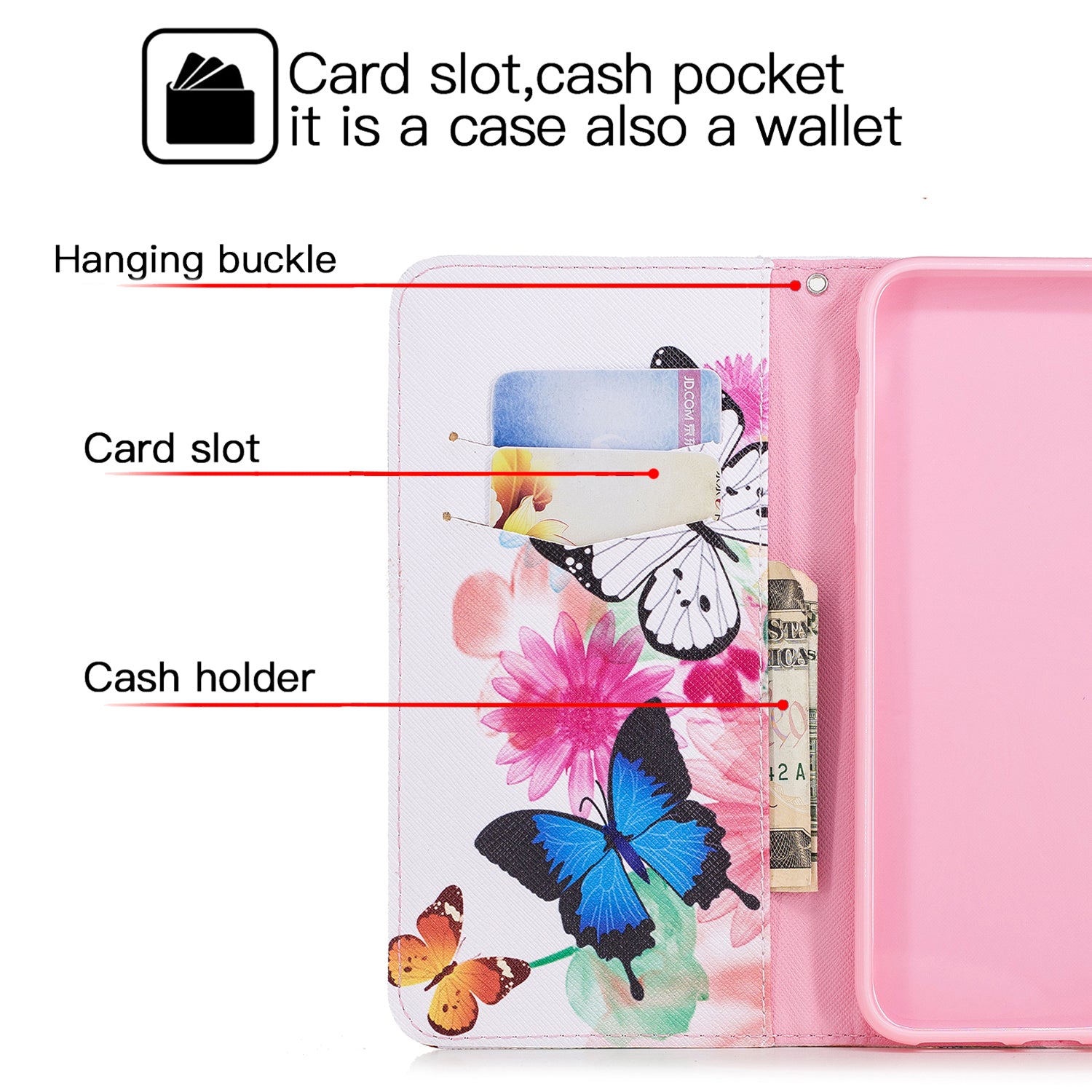 Samsung Galaxy A30 Wallet Leather Case Flip Magnetic Card Slot Cover-Beautiful Butterfly