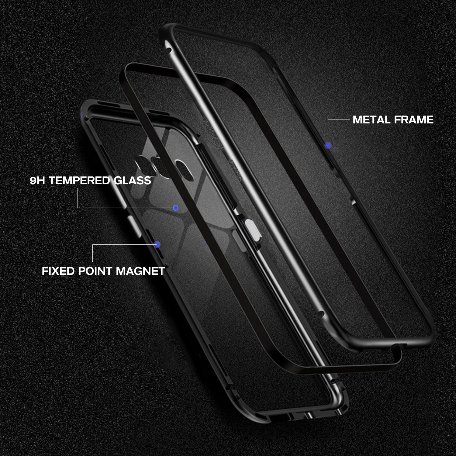 For Galaxy S9 Magnetic Metal Tempered Glass Case Cover-Black, White, Red