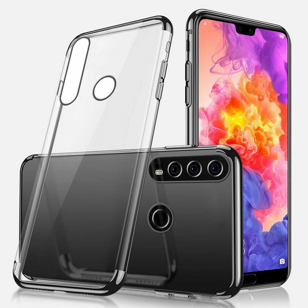 For LG Q60 Soft Electroplated Clear Back Phone Case Cover+Screen Protector