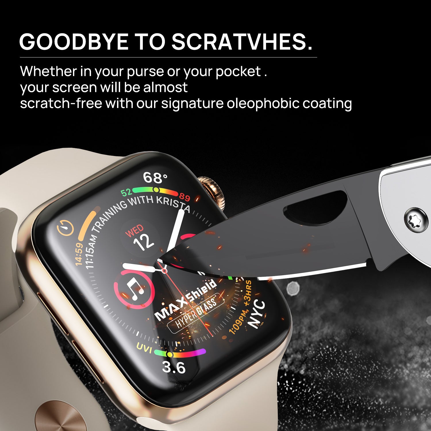 MaxShield Screen Protector for Apple Watch Series 1/2/3/4 44mm iWatch